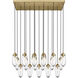 Arden 17 Light 42 inch Rubbed Brass Linear Chandelier Ceiling Light