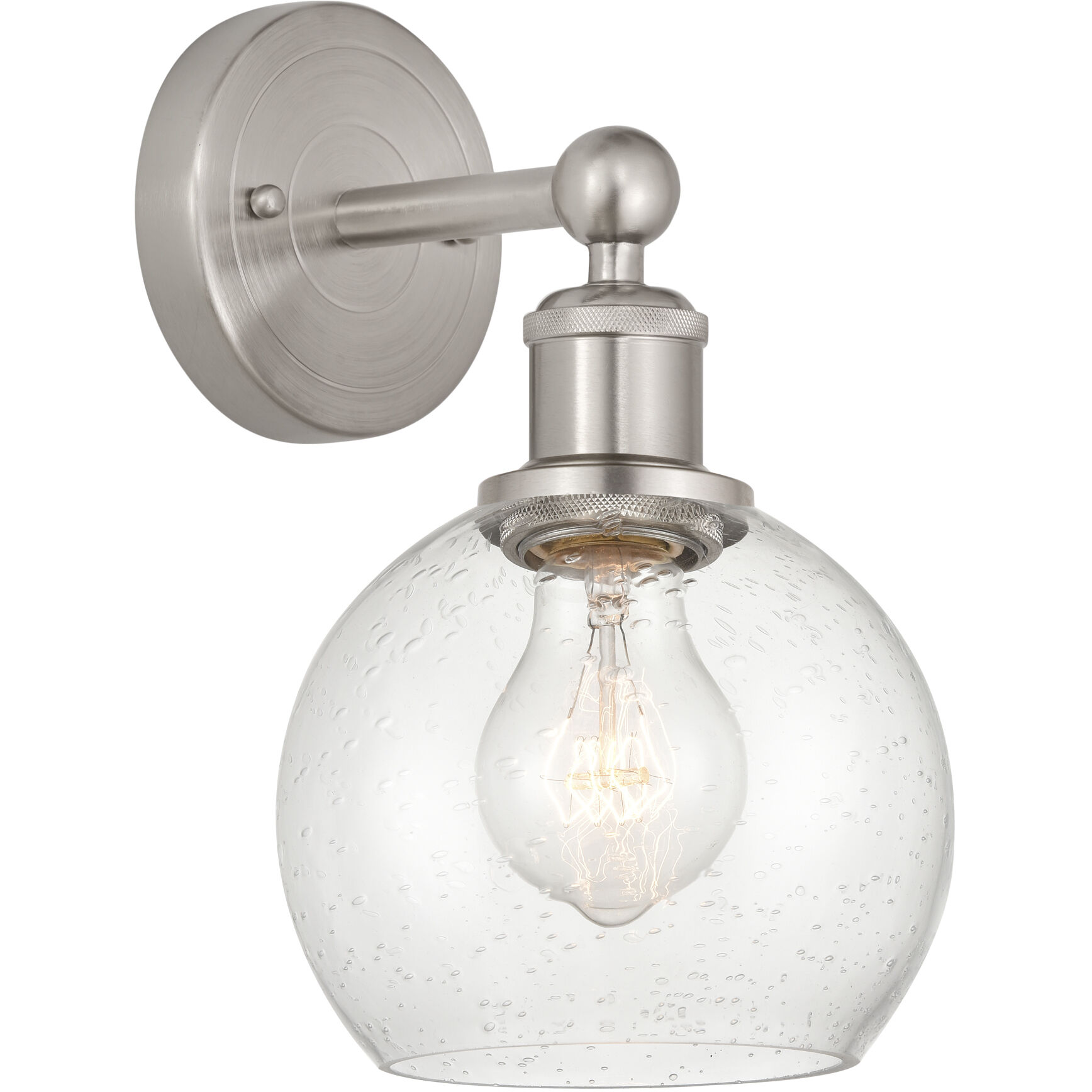 Edison Athens 1 Light 6 inch Brushed Satin Nickel Sconce Wall Light in Seedy Glass