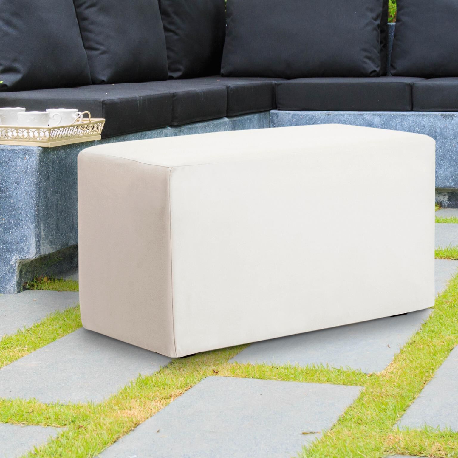 Universal Atlantis White Outdoor Bench with Slipcover