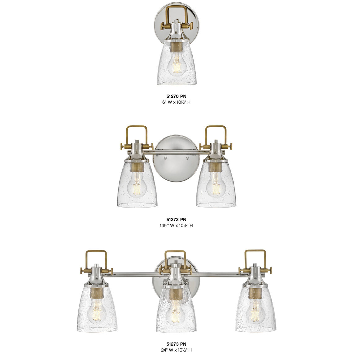 Easton 3 Light 24 inch Polished Nickel Bath Light Wall Light