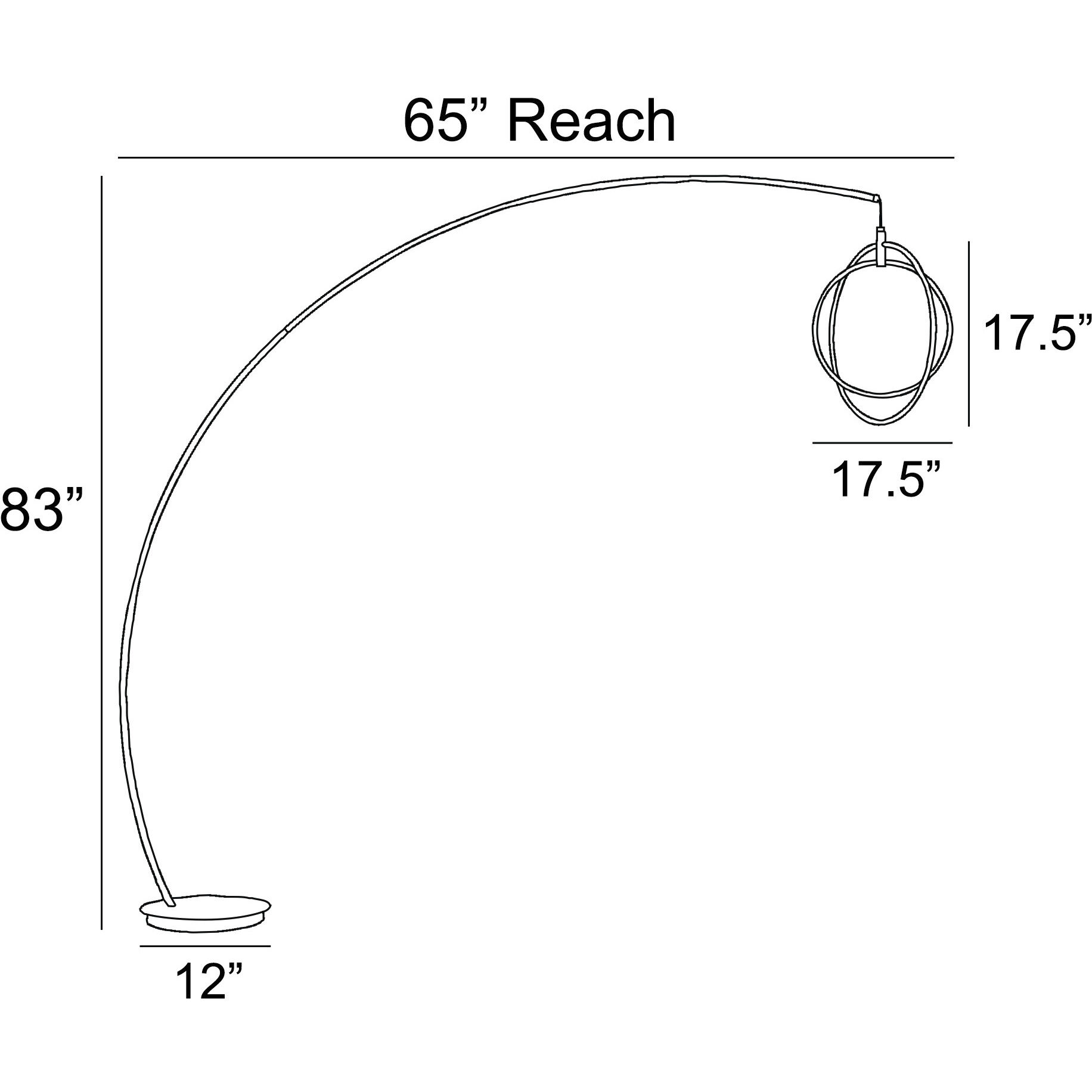 Monita 81 inch 35.00 watt Black Arc Lamp Portable Light
