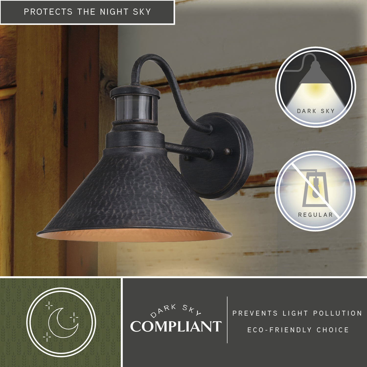 Outland Aged Iron and Light Gold Outdoor Motion Sensor