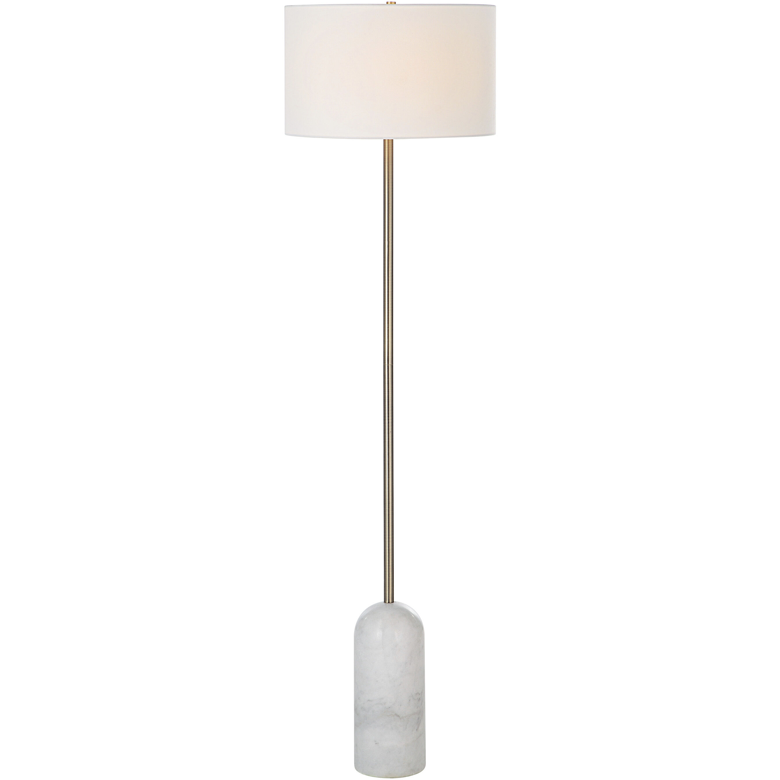 Lozica 62.5 inch 100 watt Antique Brushed Brass and Honed White Floor Lamp Portable Light