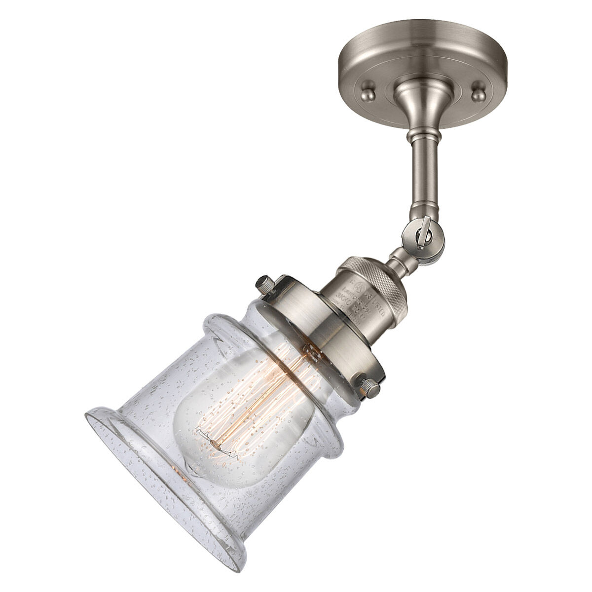 Franklin Restoration Small Canton 1 Light 6 inch Brushed Satin Nickel Semi-Flush Mount Ceiling Light in Seedy Glass, Franklin Restoration
