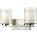 Willow 2 Light 15 inch Brushed Nickel Vanity Wall Light
