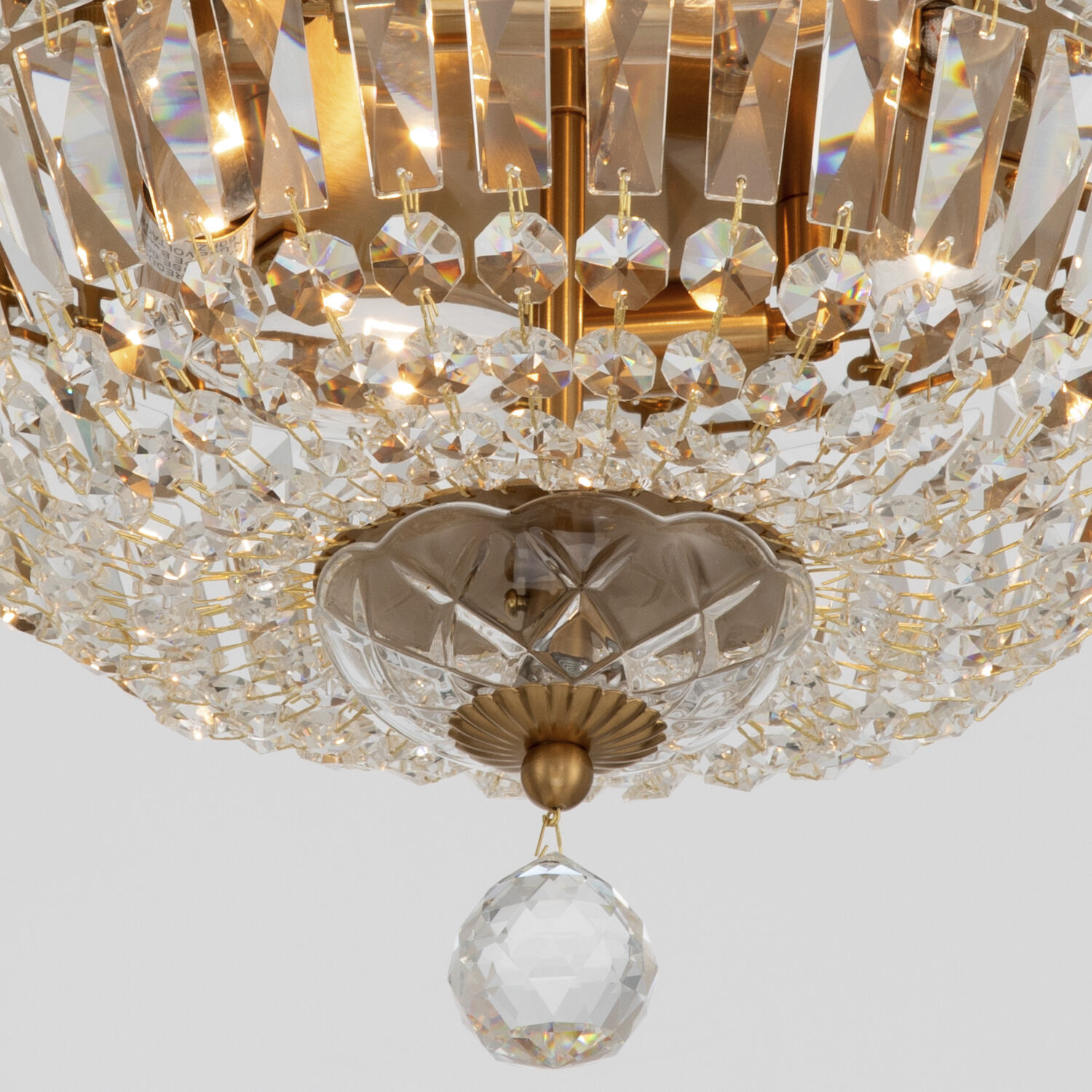 Roslyn 4 Light 12 inch Aged Brass Flush Ceiling Light