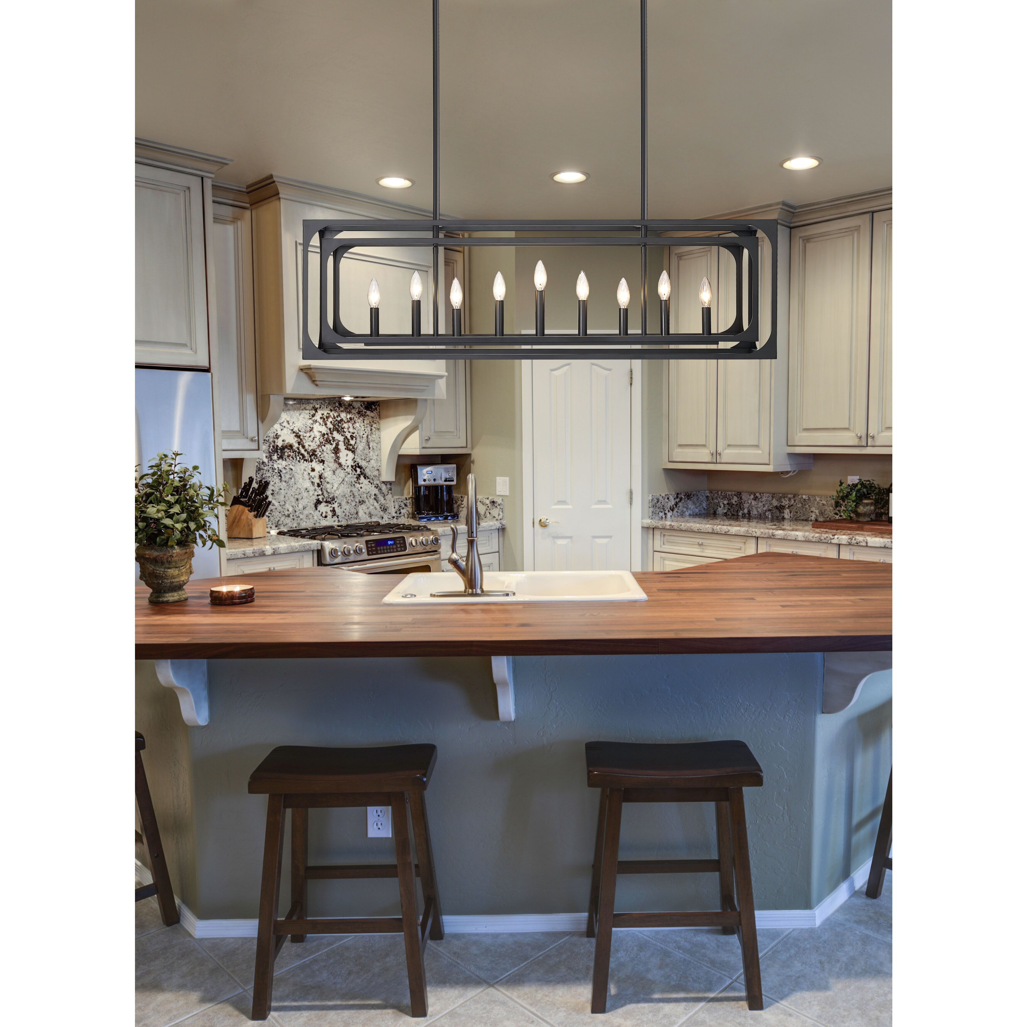 Easton 9 Light 44 inch Matte Black Linear Chandelier Ceiling Light