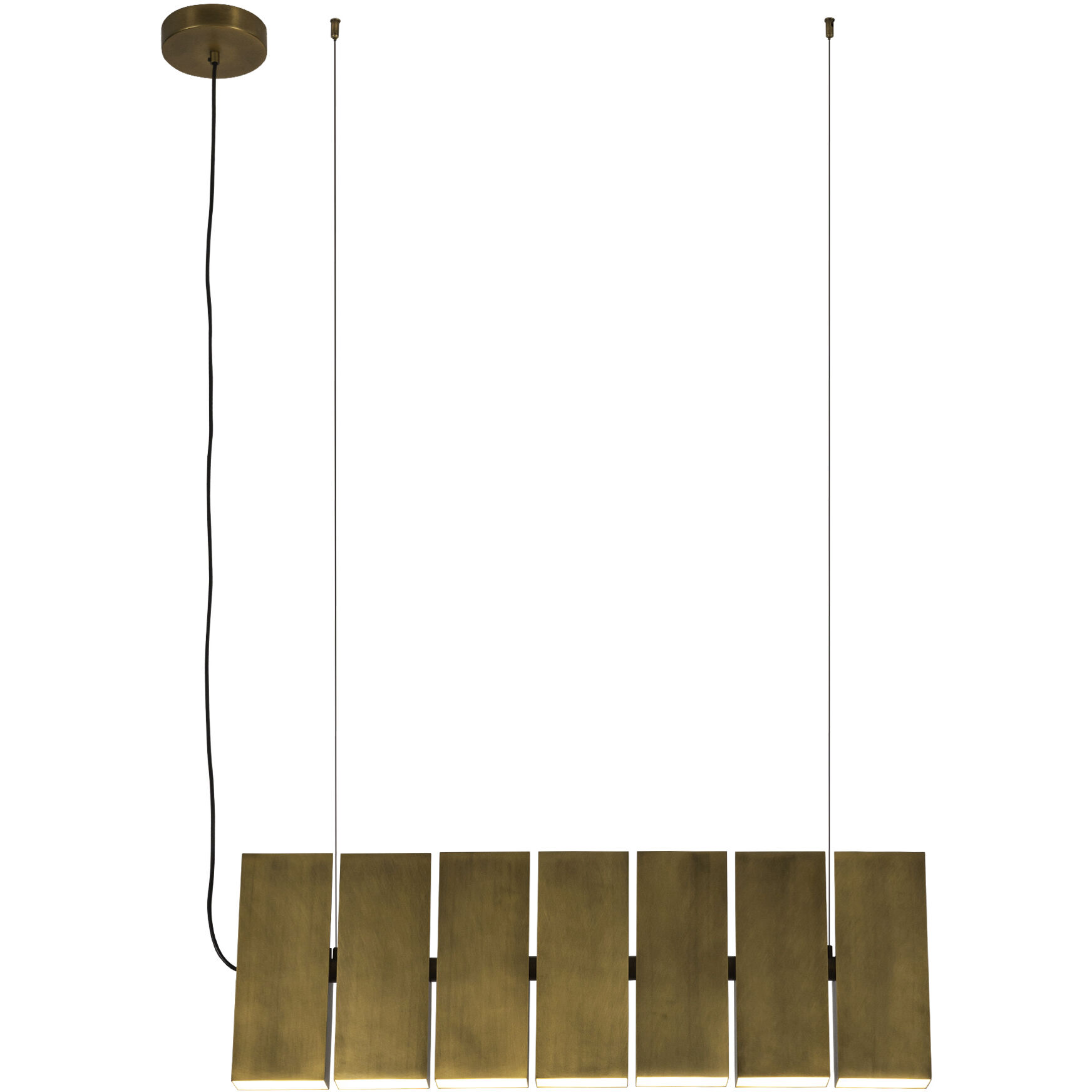 Domino LED 35.5 inch Vintage Brass Linear Pendant Ceiling Light