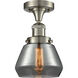 Franklin Restoration Fulton LED 7 inch Brushed Satin Nickel Semi-Flush Mount Ceiling Light in Plated Smoke Glass, Franklin Restoration