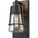 Lake Of The Woods 1 Light 13 inch Black and Ironwood on Metal Outdoor Sconce