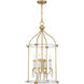 Mayfair 4 Light 18 inch Warm Brass with Chrome Accents Pendant Ceiling Light