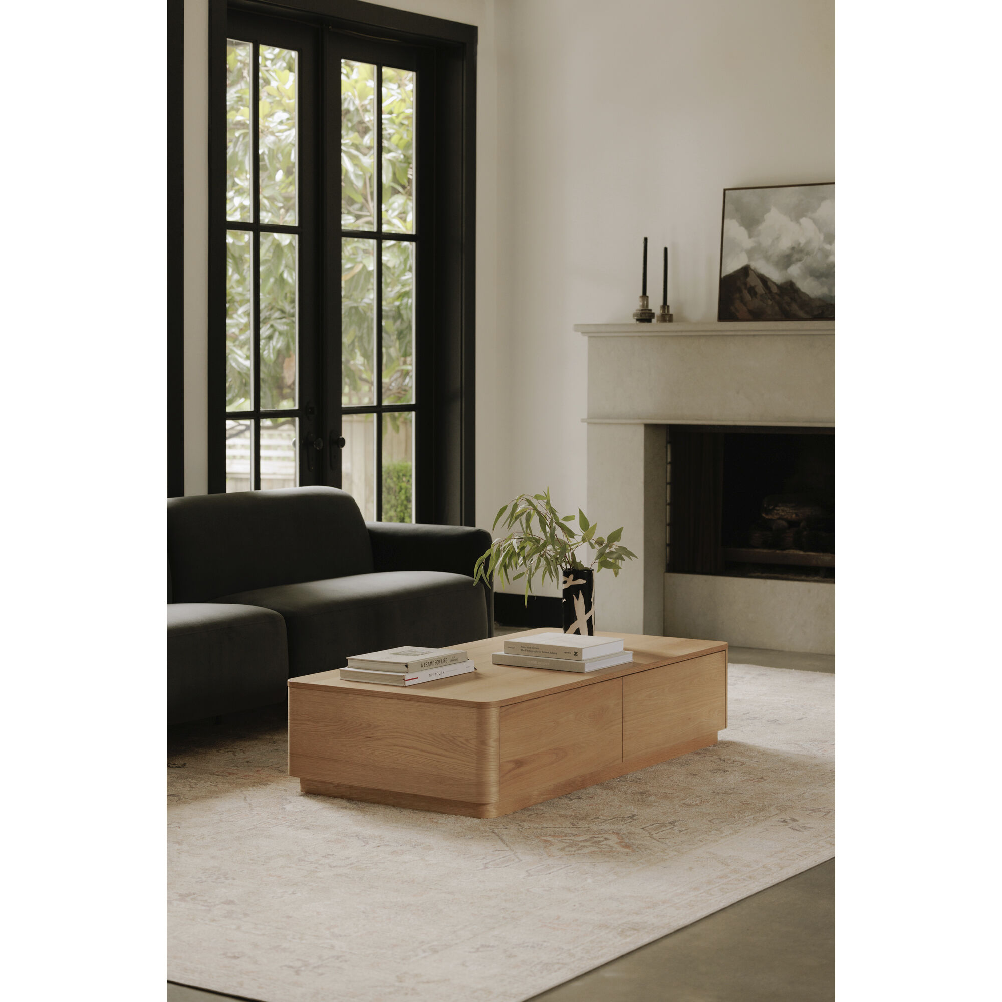 Round Off 55 X 30 inch Natural Coffee Table