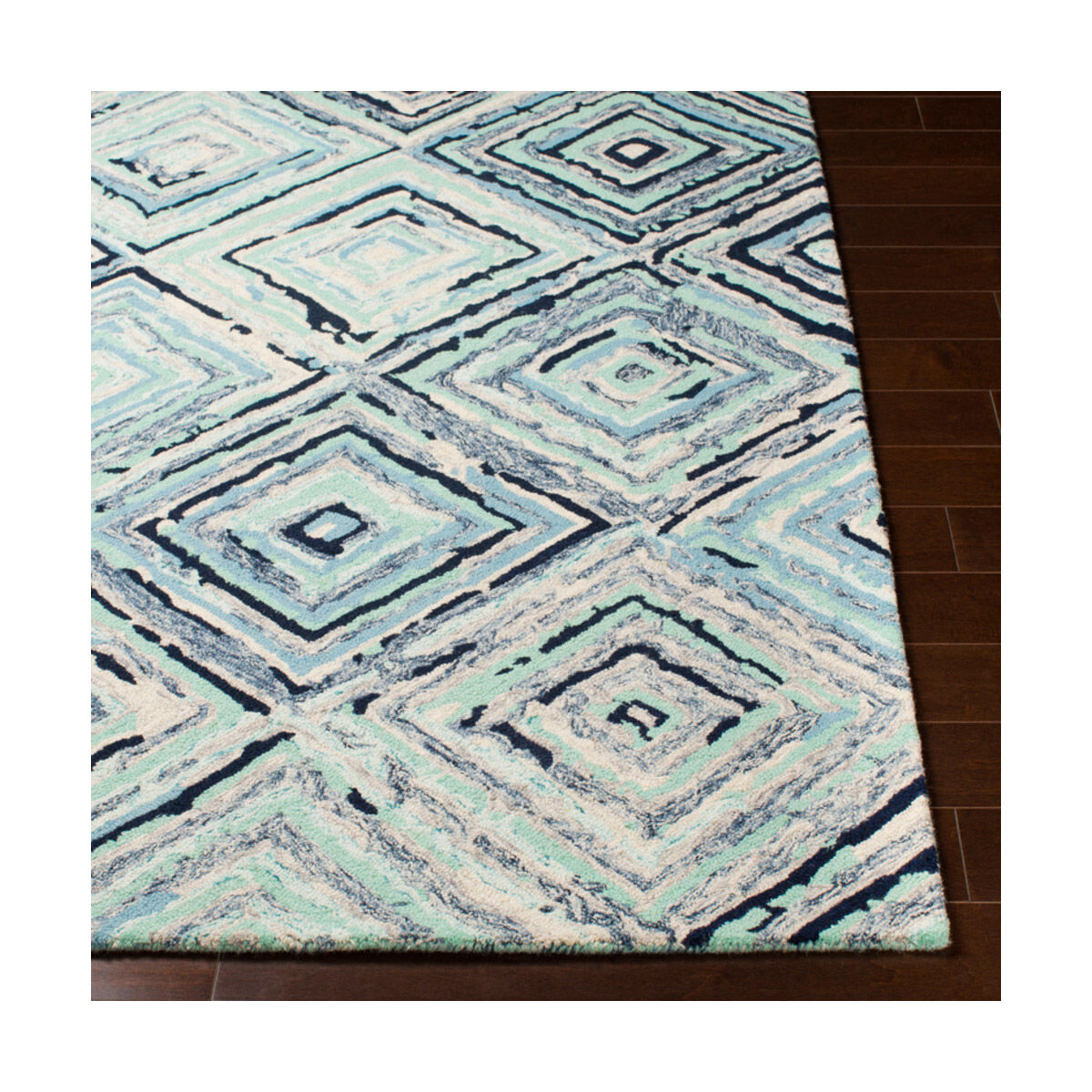 Serafina 96 X 30 inch Dark Blue/Ice Blue/Teal/Navy/Denim/Ivory Rugs