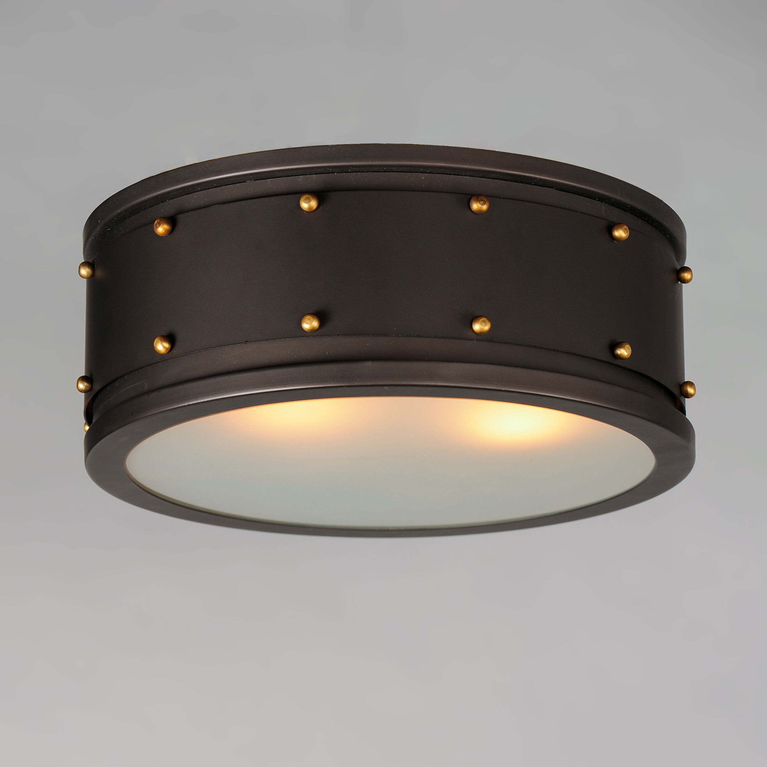 Trestle 2 Light 13 inch Oil Rubbed Bronze/Antique Brass Flush Mount Ceiling Light