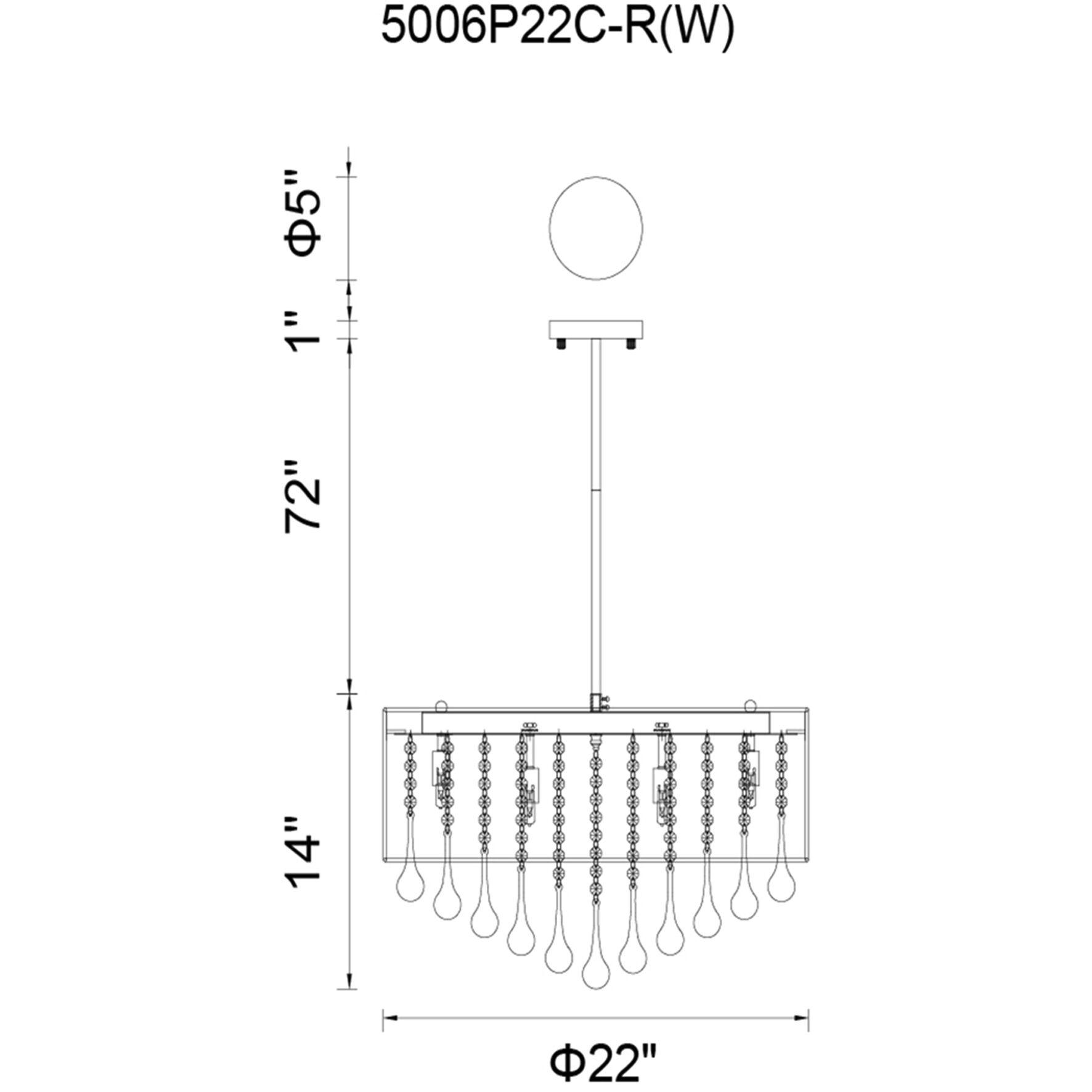 Water Drop 9 Light 22 inch Chrome Drum Shade Chandelier Ceiling Light