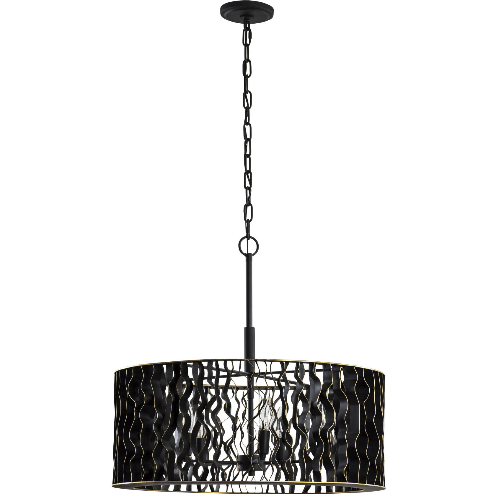 Estela 5 Light 24 inch Matte Black and French Gold Pendant Ceiling Light, Smithsonian Collaboration