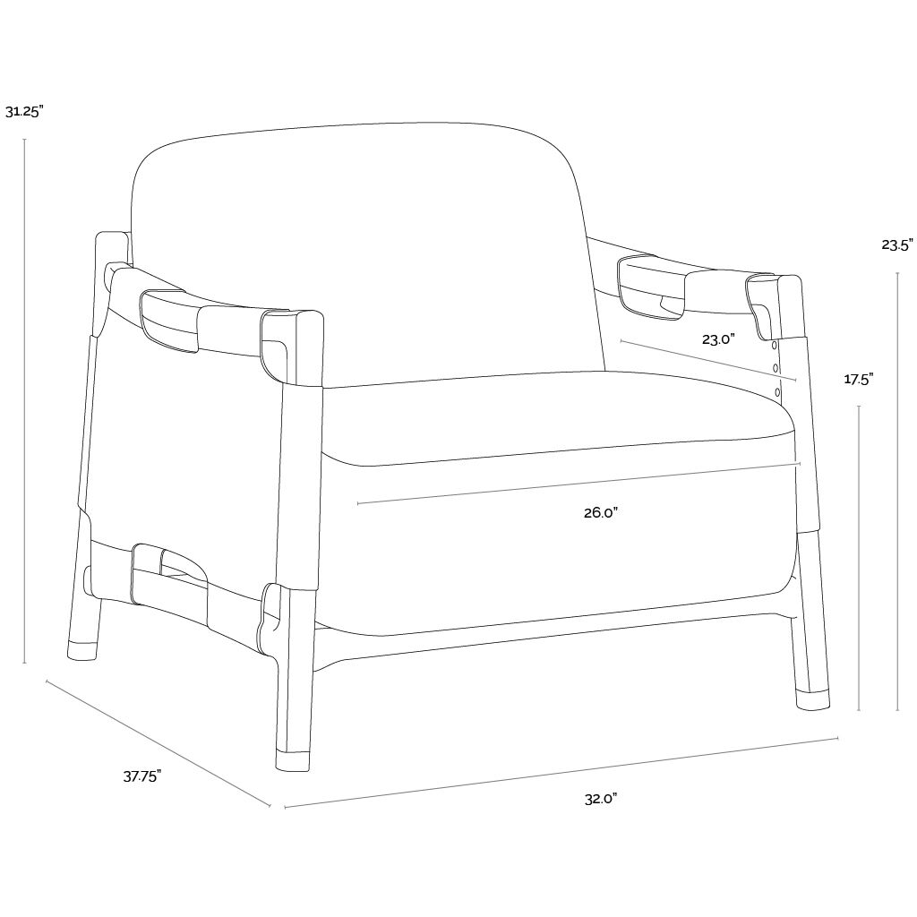 Calloway Light Oak / Santa Cruz Oatmeal / Nubuck Tan Leather Lounge Chair