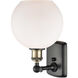 Ballston Athens LED 8 inch Black Antique Brass Sconce Wall Light in Matte White Glass, Ballston