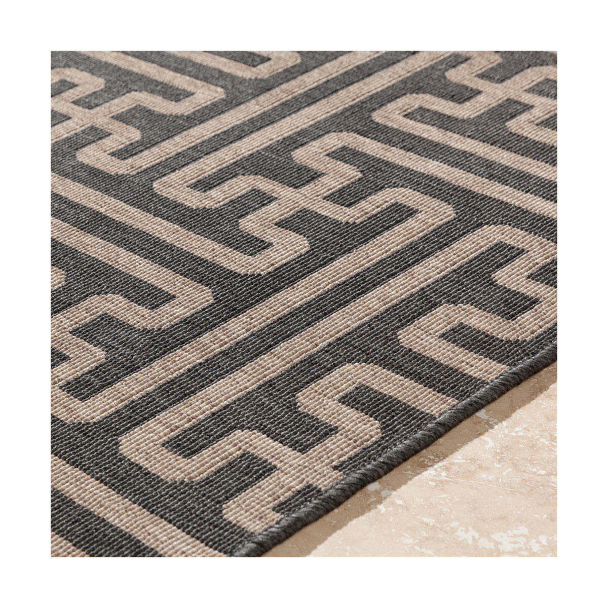 Alfresco 106 X 71 inch Black/Camel Indoor Area Rug, Polypropylene