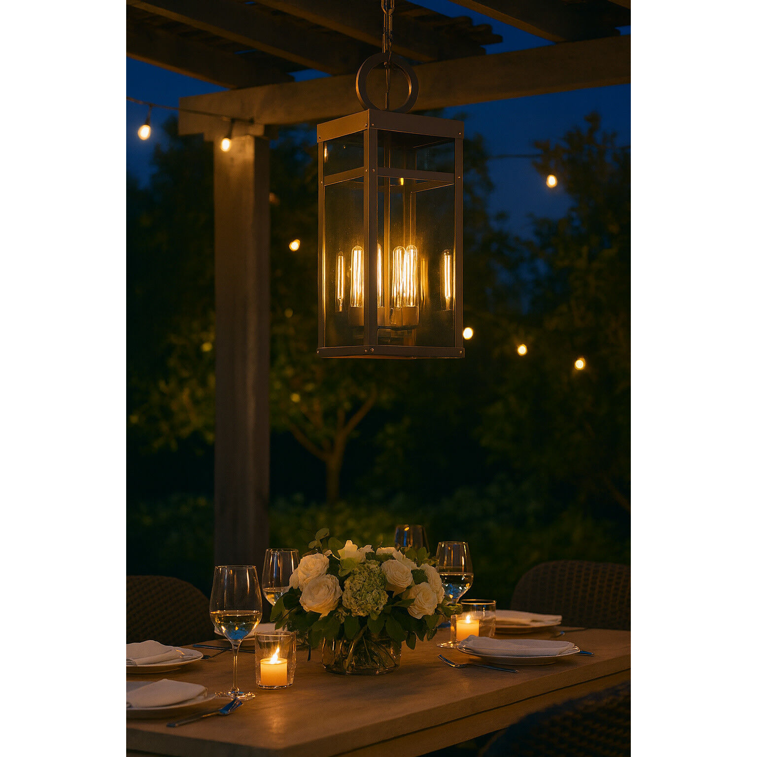 Open Air Porter 4 Light 12 inch Oil Rubbed Bronze Outdoor Hanging in Non-LED, Estate Series