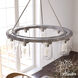Devon Park 9 Light 31 inch Brushed Nickel and Grey Wood Chandelier Ceiling Light