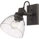 Yep Hines Vanity Wall Light in Rubbed Bronze, Seeded Glass