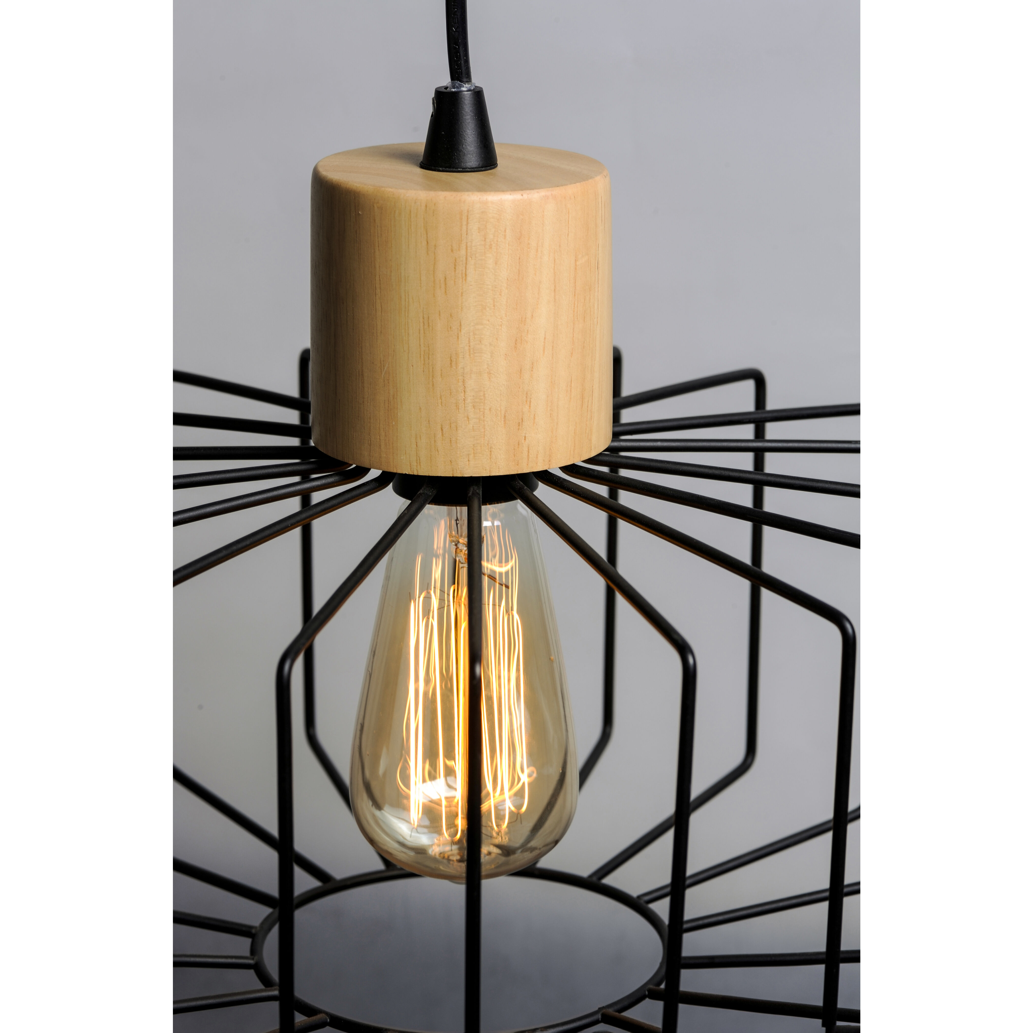 Bjorn 1 Light 11.5 inch Black/Natural Wood Single Pendant Ceiling Light