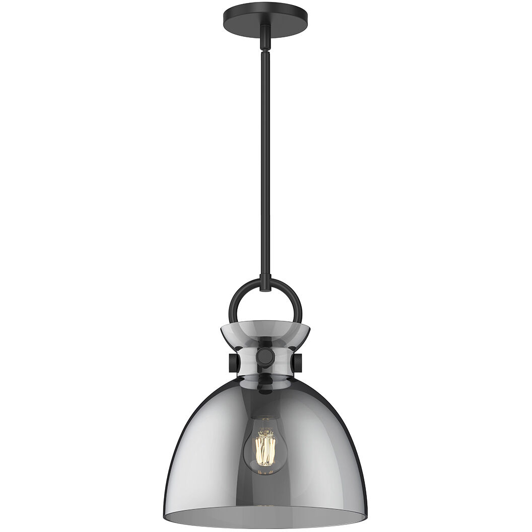 Alora Mood Waldo Pendant Ceiling Light in Matte Black, Smoked Glass