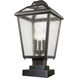 Bayland 3 Light 21.5 inch Oil Rubbed Bronze Outdoor Pier Mounted Fixture in 9.45