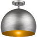 Latitude 1 Light 14 inch Hand Painted Weathered Pewter W/ Gold Interior Pendant/Semi-Flush Ceiling Light