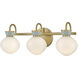 Lucy 3 Light 25 inch Lacquered Brass with Seafoam Bath Light Wall Light