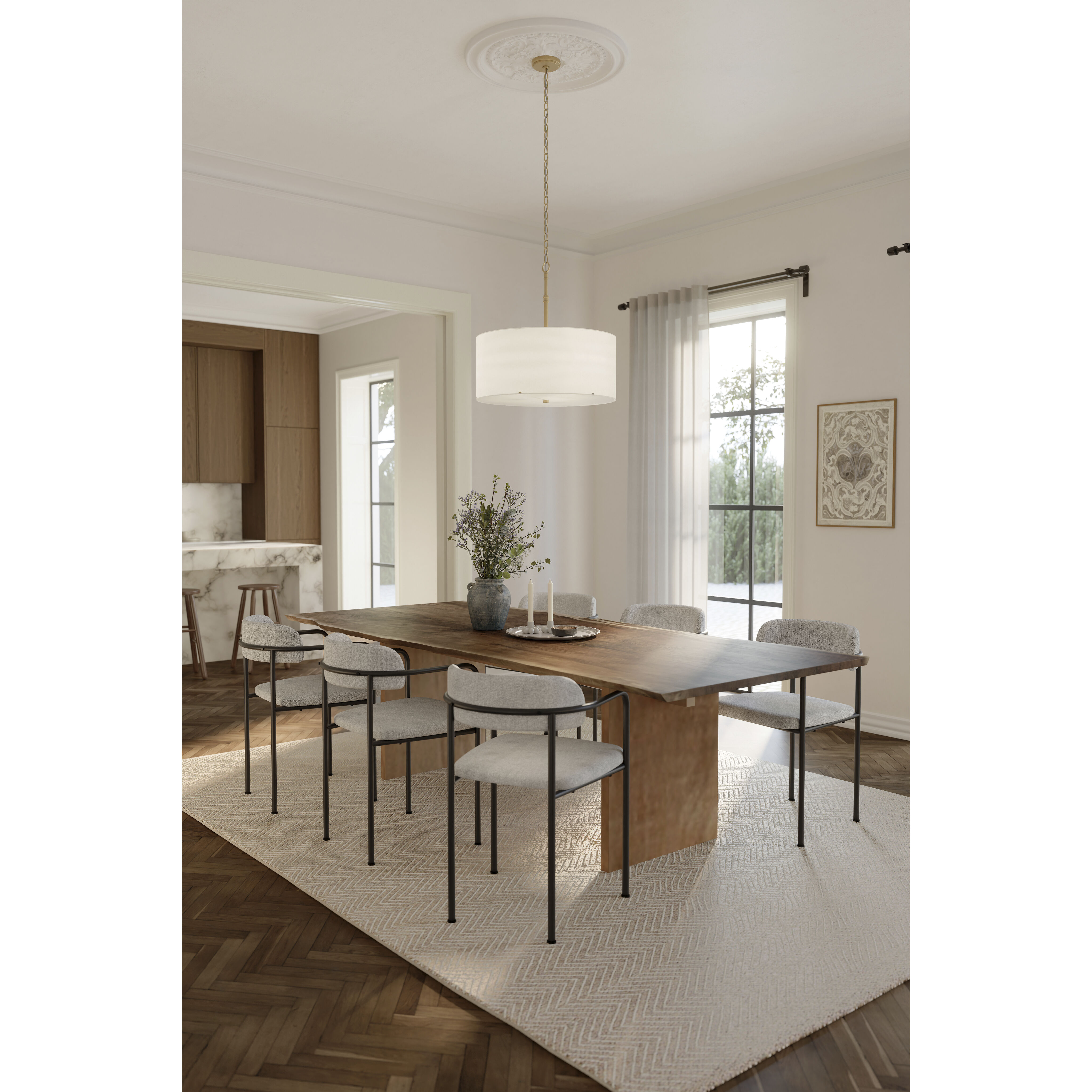 Molvene 3 Light 24 inch Legacy Brass Pendant Ceiling Light