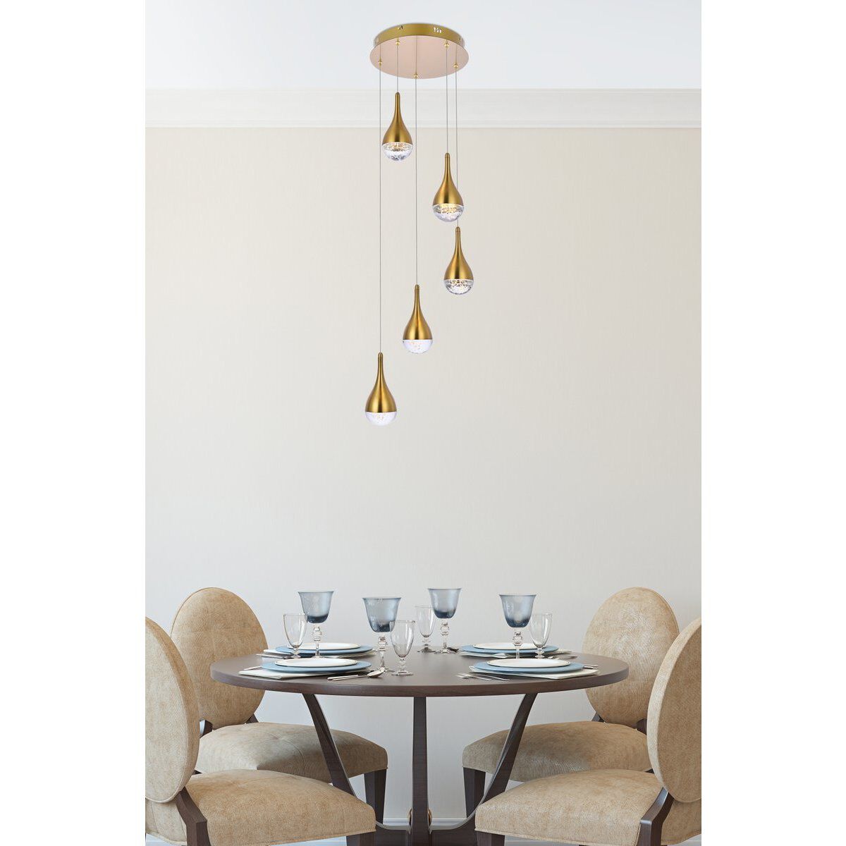 Amherst 5 Light 14.5 inch Satin Gold Pendant Ceiling Light
