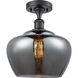 Ballston Large Fenton 1 Light 11 inch Matte Black Semi-Flush Mount Ceiling Light in Plated Smoke Glass, Ballston