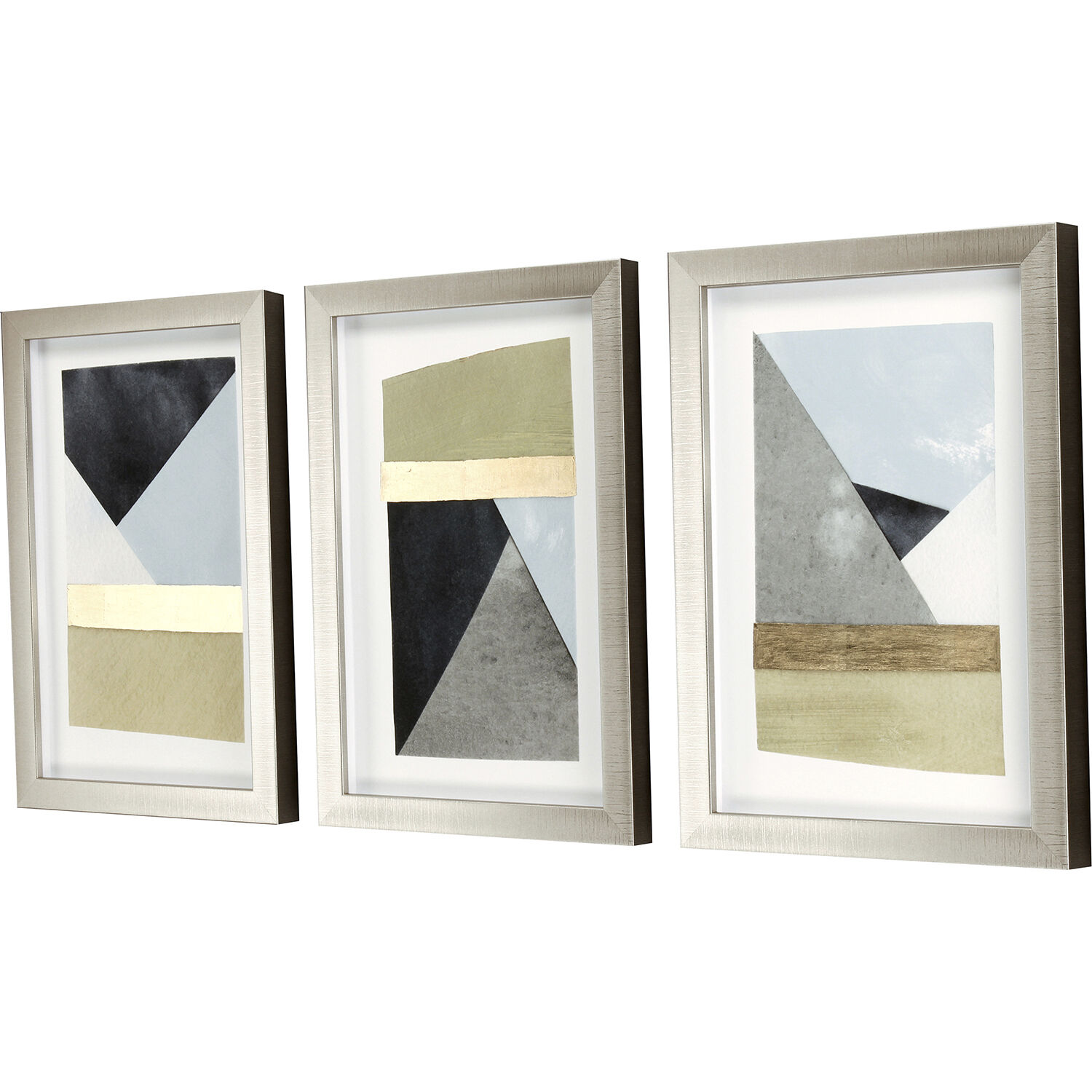 Abstract Blue and Gray and White and Yellow Framed Art