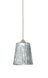 Nico 4 LED Satin Nickel Pendant Ceiling Light in Stone Silver Foil Glass