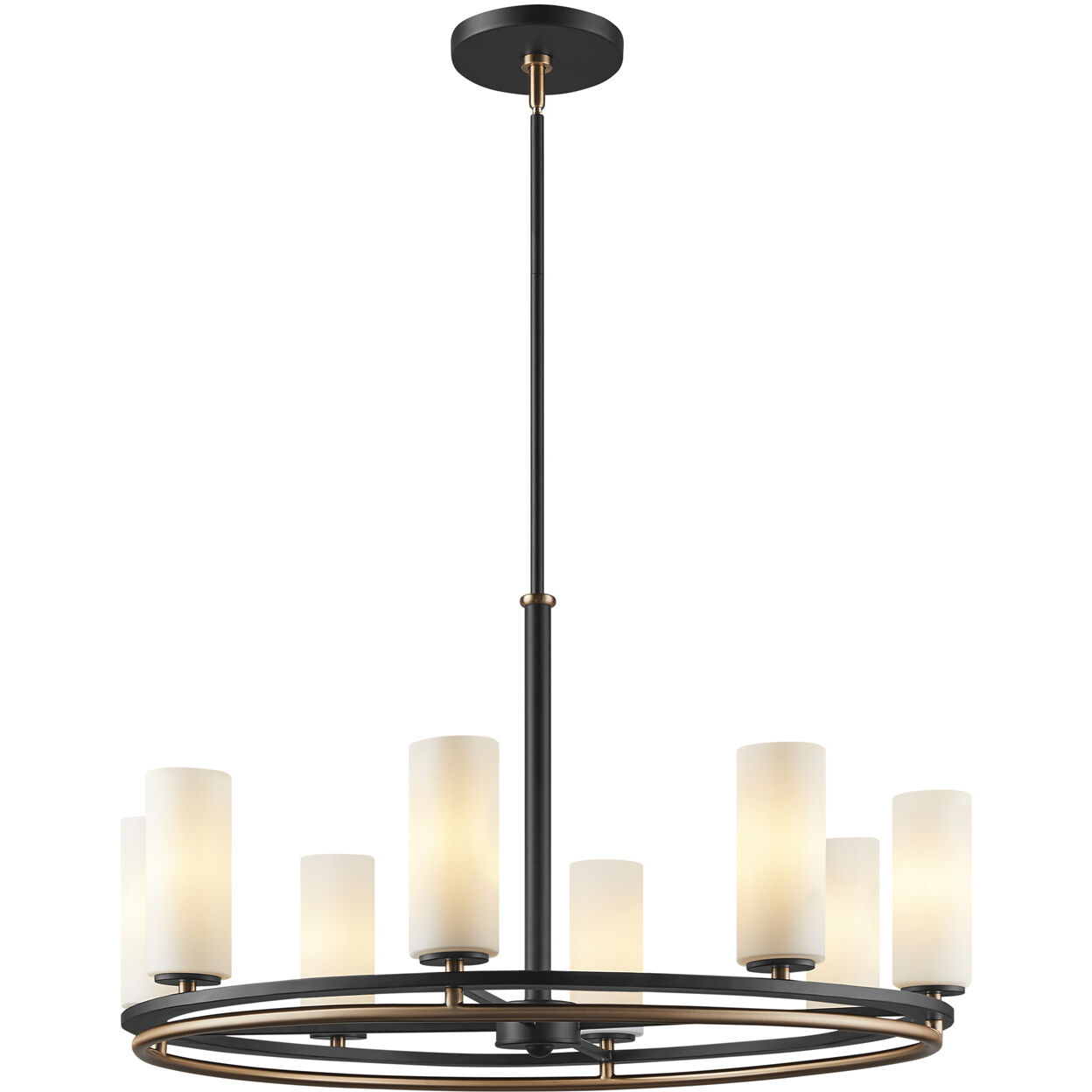Fusion Collection - Tilburg Family 8 Light 32.5 inch Matte Black and Brass Chandelier Ceiling Light in 32.5" D x 32.5" W x 18" H, EVOLV
