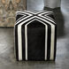 Nantucket Criss Cross 16 inch Espresso Hide w/ White Hide Stripes Ottoman