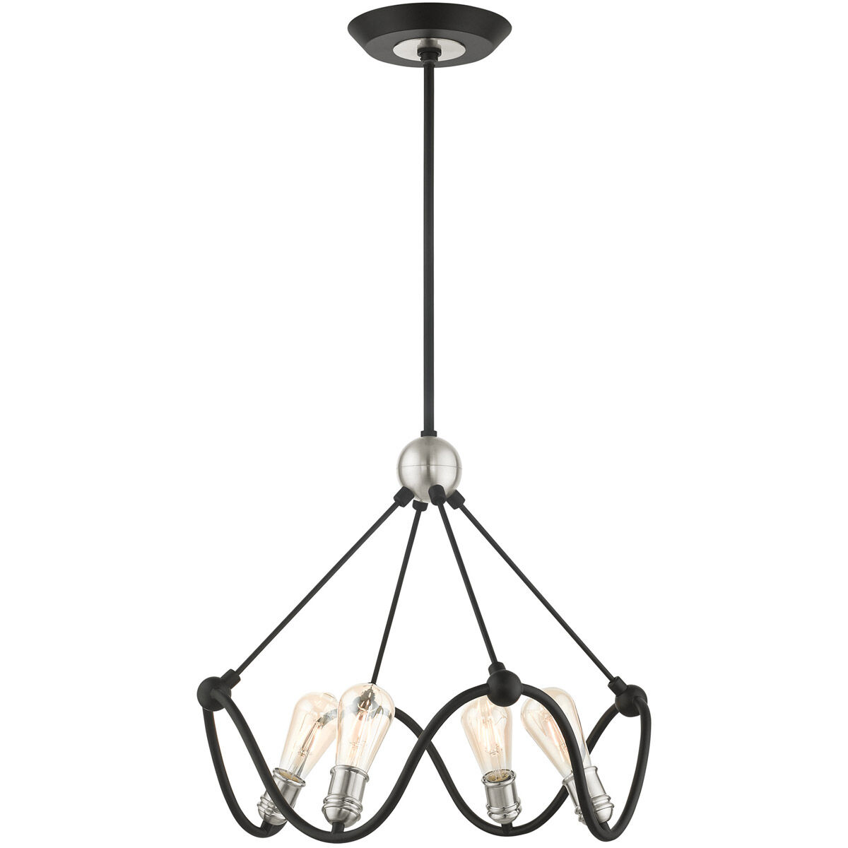 Archer 4 Light 22 inch Textured Black with Brushed Nickel Accents Chandelier Ceiling Light