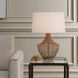 Samori 24.5 inch 150 watt Rattan and Antique Brass Table Lamp Portable Light