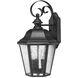 Estate Series Edgewater Outdoor Wall Mount Lantern in Black, Non-LED