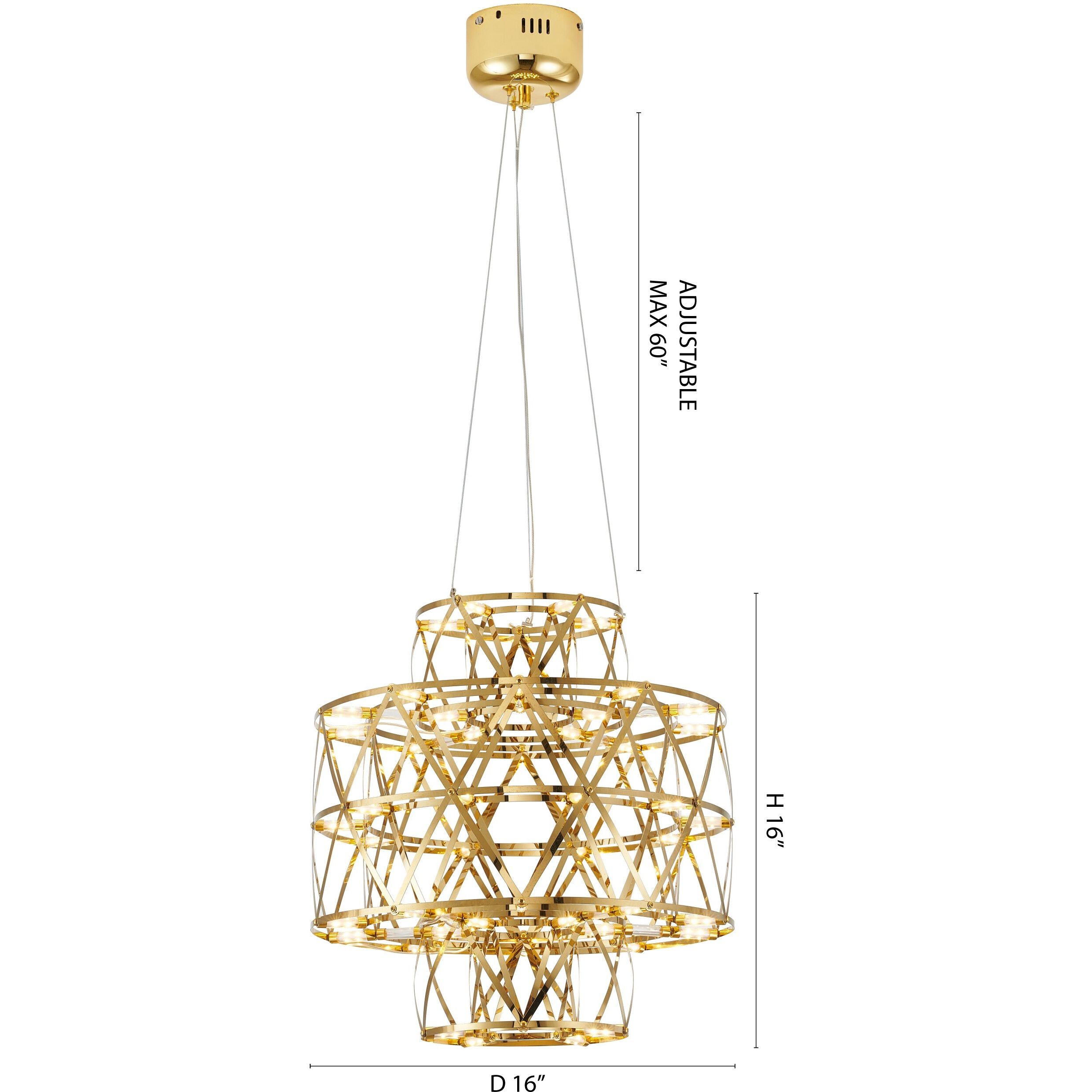 Canada LED 16 inch Gold Chandelier Ceiling Light