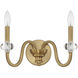 Bergdorf 2 Light 14 inch Warm Brass Sconce Wall Light