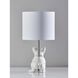 Sunny 16 inch 60 watt White Ceramic with Brushed Steel Neck Table Lamp Portable Light, Simplee Adesso