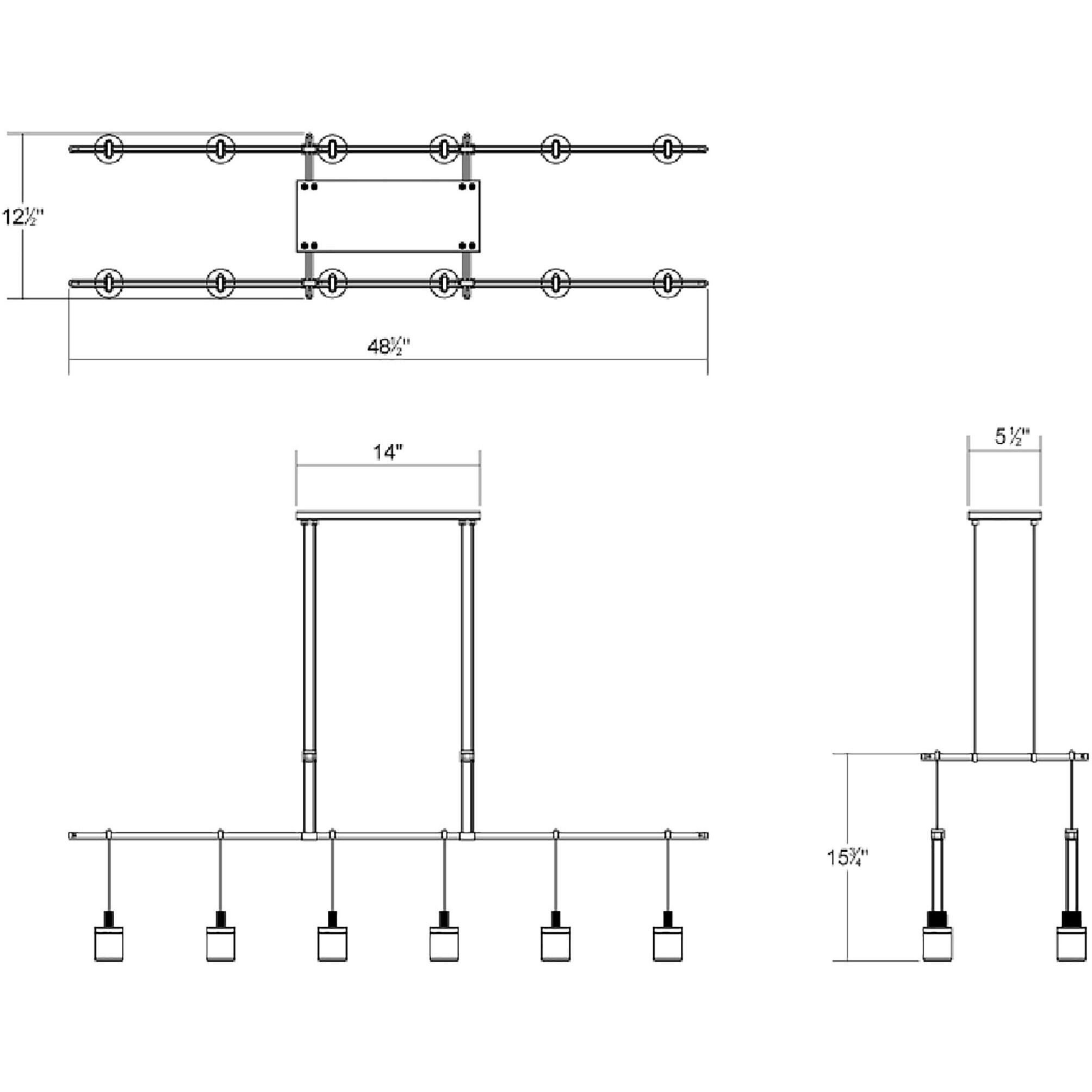 Suspenders LED 48 inch Satin Black Pendant Ceiling Light 