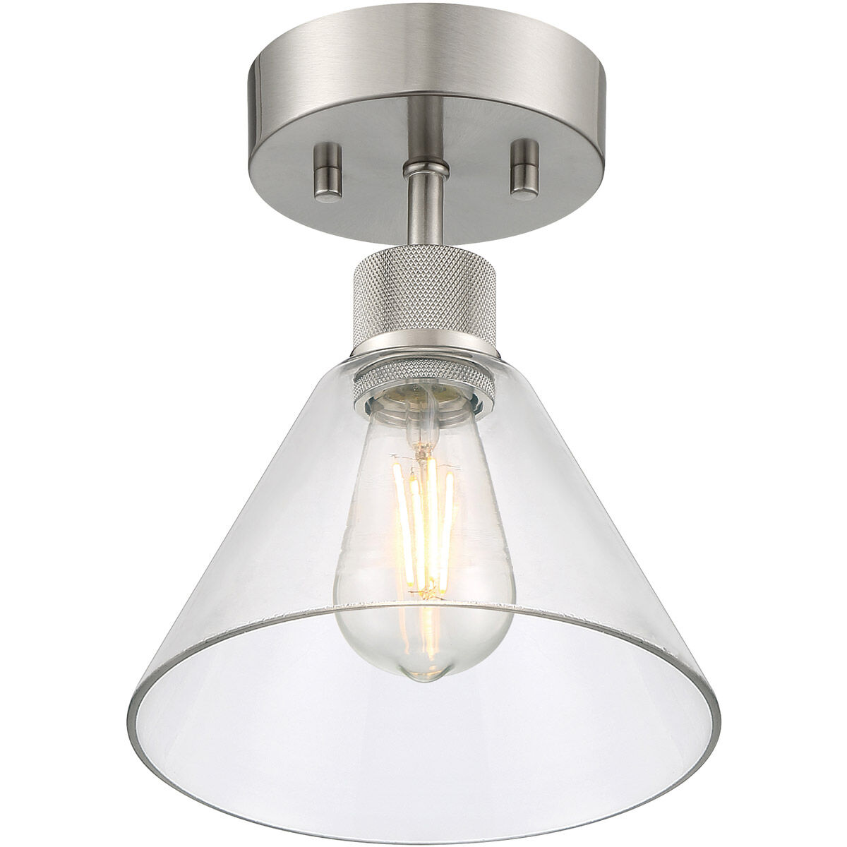 Port Nine LED 8 inch Brushed Steel Semi-Flush Ceiling Light