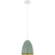 Sarabia 1 Light 7.48 inch Matte White and Pastel Dark Green and Gold Pendant Ceiling Light