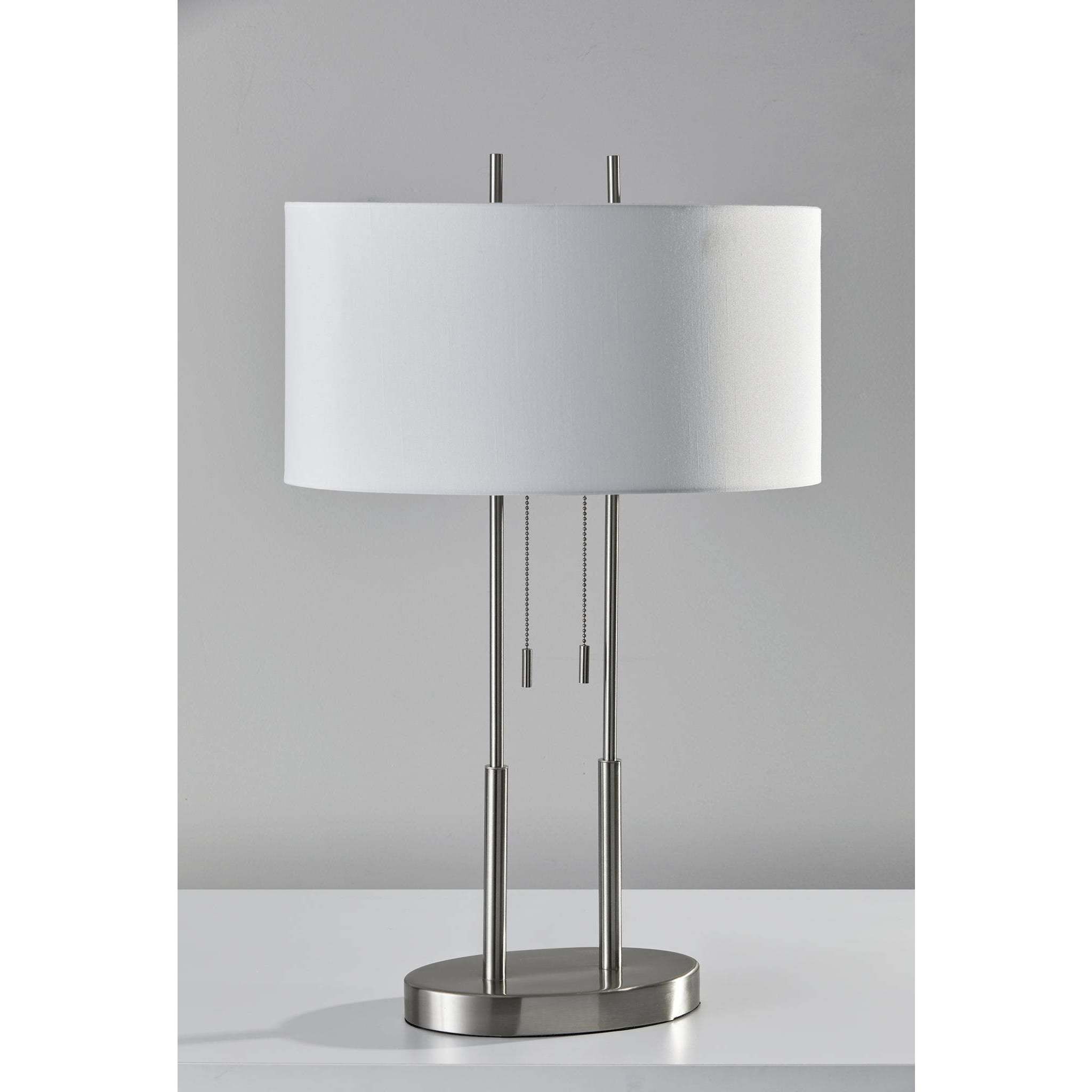 Duet 27 inch 60.00 watt Satin Steel Table Lamp Portable Light in Brushed Steel