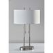Duet 27 inch 60.00 watt Satin Steel Table Lamp Portable Light in Brushed Steel