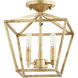 Gabriel 3 Light 10.25 inch Gold Leaf Semi Flush Mount Ceiling Light, Quorum Home